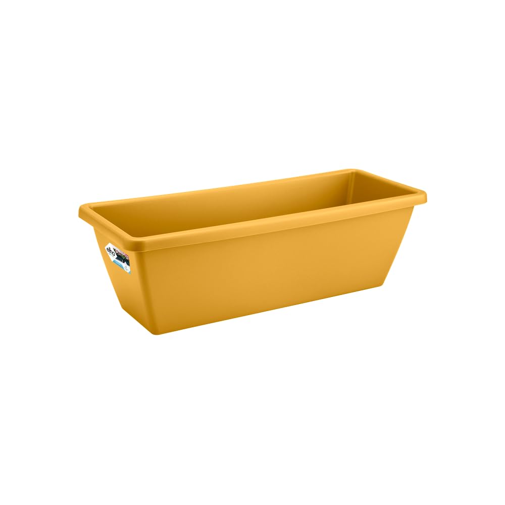 elho Barcelona Trough 40 - Planter for Balcony & Outdoor - Ø 39.5 x H 16.0 cm - Yellow/Honey Yellow