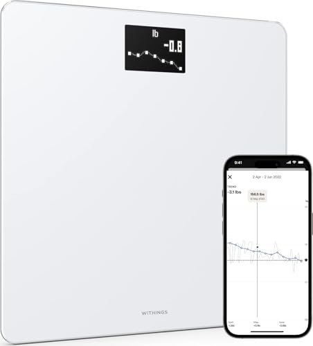 Withings Body — WIFI-verbundene Waage mit Gewichts- und BMI-Tracking, digitale Personenwaage mit App-Synchronisierung über Bluetooth oder WIFI, Weiß