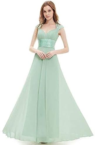 blue dress for baby girl Green A-line V-neck Chiffon Bridesmaid Dresses, MBD148 main image 0