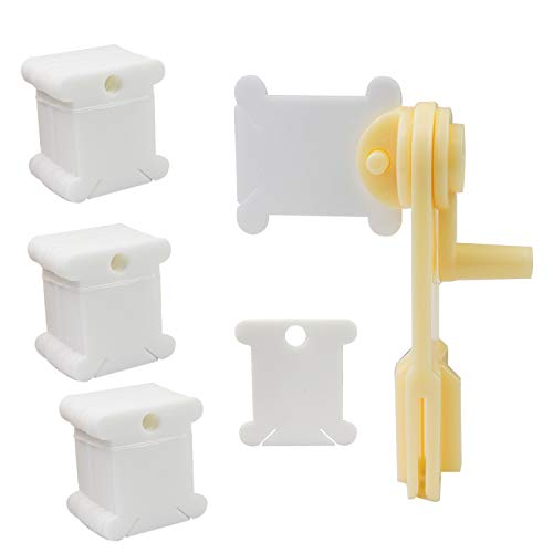 WeiMeet 230 Pieces Plastic Floss Bobbins with Floss Winder for Embroidery Floss Organizer Cross-Stitch Thread Holder