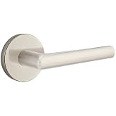 EMTEK Disk Rosette Passage Set with Matching Finish Stuttgart Lever - Choice of Left/Right Handing and 7 Finishes - 5109STURHUS15 - Right Handed (RH) - Satin Nickel (US15)