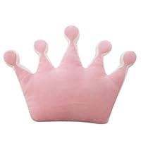 Nunubee Short Plush Crown Shaped Throw Pillows Fluffy Plush Stuffed Toy Gift Kids Room Decoration 16.5 Inch / 42 cm - Pink Pentagonal Crown