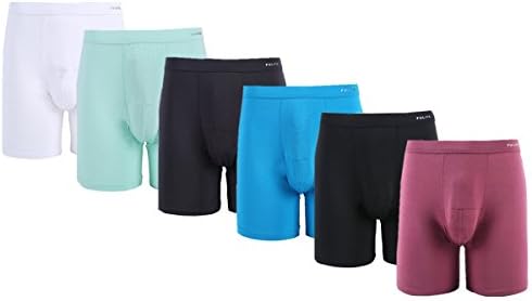 FULIYA Men’s Underwear 6 Pack Modal Stretch Soft Boxer Briefs (White Reseda Brown Cerulean Black and Claret) (XL, All)