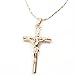 FC JORY White & Rose Yellow Gold Plated Cross Jesus Christ Crucifix Cross Pendant Chain Necklace