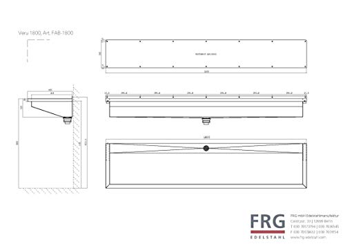 FRG Edelstahl 180 cm Rinne/Becken/Ausgussbecken/Waschrinne/Waschbecken/Waschtrog/Edelstahlrinne/Edelstahlbecken FRG – Bild 6