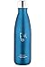 Swig Savvy Vacuum Insulated Stainless Steel Sports Water Bottle, Double Wall Leakproof Lid, 17oz, Cola Shape, Travel Thermos (Light Blue)