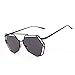 ABC® Twin-Beams Geometry Design Women Metal Frame Mirror Sunglasses Cat Eye Glasses (Black, 0.5)