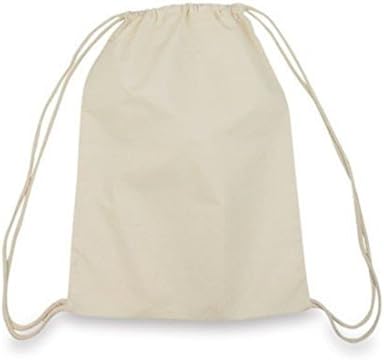 SHOPINUSA Buy Bulk , ( 12 PACK )Eco Friendly- Small Size Canvas Drawstring Backpack, Cinch Bags (Natural)