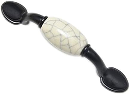 UniDecor New 10Pcs Zinc Alloy Ceramic Black Kitchen Cabinet And Furniture Door Handle (C.C.: 3 Inch Length: 4.92 inch)