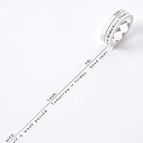 JIAODIA Decorative washi tape Life Ritual Series Paper Tape Black And White Text Square Digital Weather Icon Hand Account Material
