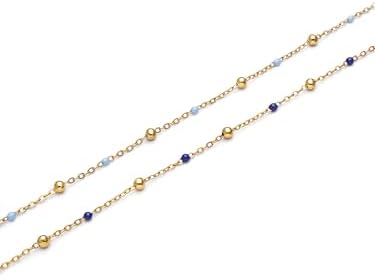 Chevillière Pack de 2 Chevillères Amitié Bleues Acier Plaqué Or Bijoux pour femmes