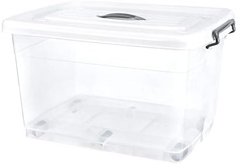 GLJJQMY Large Plastic Storage Transparent Box with Transparent Lid Strong Stackable Container Storage Basket (Color : Transparent, Size : 60L)
