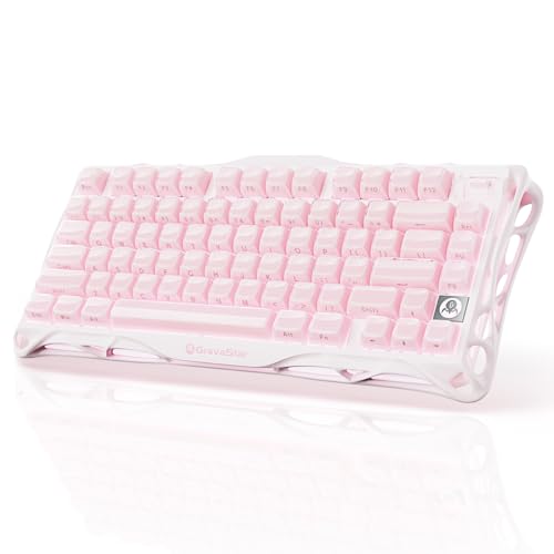 GravaStar Mercury K1 75% Pink Wireless Keyboard, Aluminum Alloy Exoskeleton Design Mechanical Gaming Keyboard, Gasket Hot-Swap Socket, Linear Switches, RGB Backlit