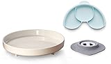 Miniware Smart Divider Set (Natural Bamboo Sandwich Plate and Aqua Divider)