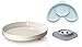 Miniware Healthy Meal Set with Sandwich Plate, Divider, and Detachable Suction Foot for Baby Toddler Kids - Promotes Self Feeding | Eco-Friendly and BPA Free | Dishwasher Safe (Natural Bamboo, Aqua)