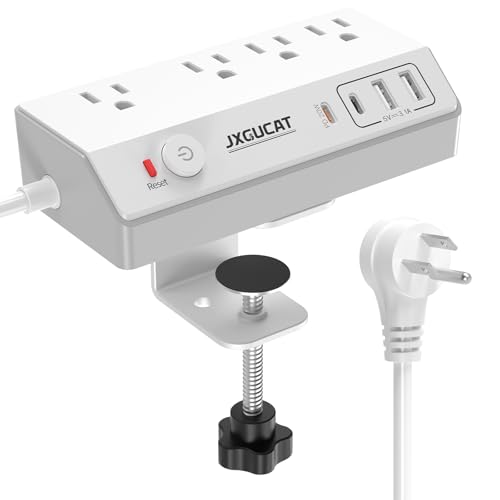 Tischklemmen-Steckdosenleiste mit USB C, JXGUCAT PD 20W Schnellladestation