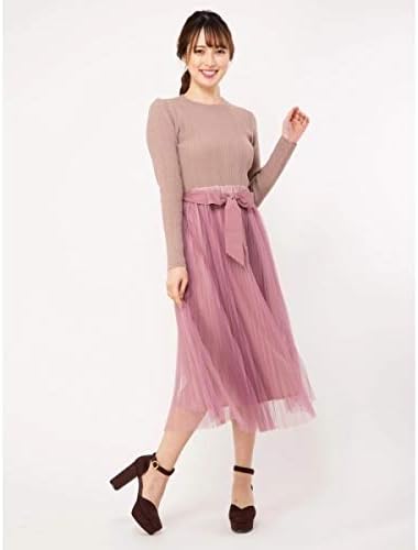 Amazon Co Jp ビーラディエンス Be Radiance チュールスカートドッキングニットワンピース ピンク F 服 ファッション小物