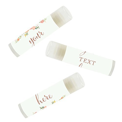 Andaz-Press-Personalized-Lip-Balm-Party-Favors-Faux-Rose-Gold-Glitter-Print-with-Florals-Your-Text-Here-12-Pack-Custom