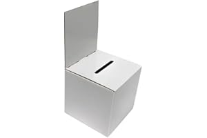 HIMILUCKY Donation Charity Boxes Suggestion Box Ballot Box Cardboard Raffle Ticket Cash & Check Money Case with Removable Header for Tabletop Use Tickets Business Card Voting, White