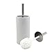 Harbour Housewares Bathroom Toilet Brush & Holder Set - White Ceramic/Metal Handle