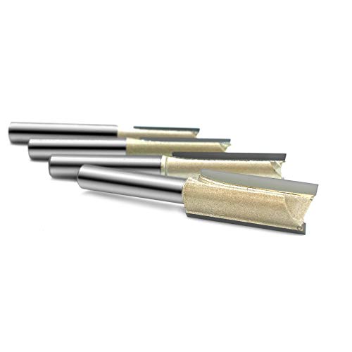 4pcs Tungsten Carbide Double Flute Straight Router Bits Wood Router Bit 1/4 Inch Shank Set for Woodworking Groove Chisel bits