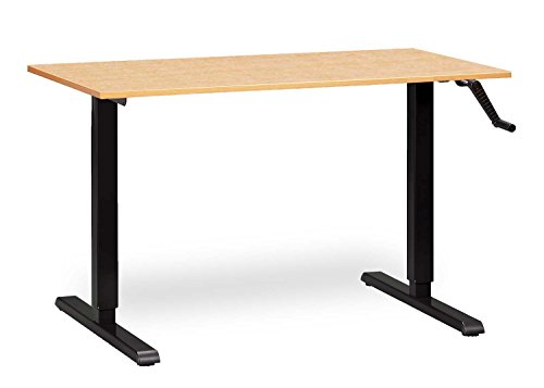 MultiTable Height Adjustable Crank Standing Desk with Black Frame +
Medium Desktop 24” x 48” x 3/4”, Fusion Maple