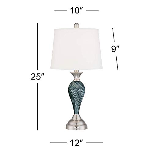 Arden-Modern-Contemporary-Table-Lamps-Set-of-2-Green-Blue-Glass-Twist-Column-Steel-Base-Empire-Shade-Decor-for-Living-Room-Bedroom-House-Bedside-Nightstand-Home-Office-Family-Regency-Hill Arden Modern Contemporary Table Lamps Set of 2 Green Blue Glass Twist Column Steel Base Empire Shade Decor for Living…