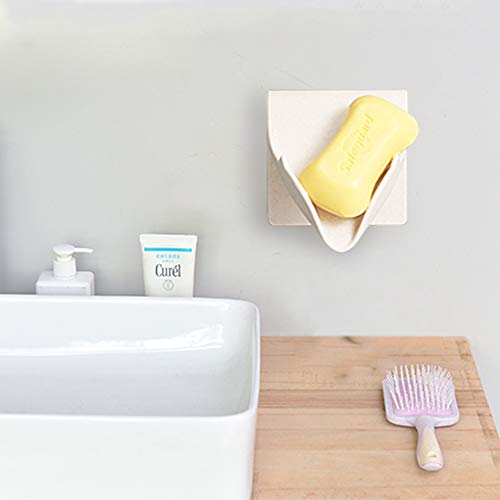 Soclim Soap Case Holder Eco-Friendly Soap Dish for Shower Self-Adhesive Soap Saver, Waterfall Drain Soap Container, Bathroom and Kitchen Sink Soap Box- 2 Pack - Thumbnail 2