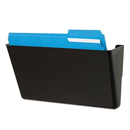 Deflecto DocuPocket, Wall File Organizer, Stackable, Letter Size, Black, 1 Compartment, 13"W x 7"H x 4"D