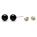 Belacqua Natural 8mm Black Onyx Round Stud Earrings for Women | 14k Yellow Gold Push Back | Jewelry for Her | Gift Box Included