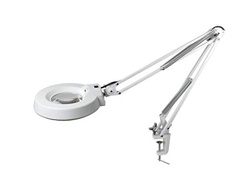 Zinnor 10X Desk Table Clamp Mount Magnifier, Desk Table Magnifier with LED Light Magnifying Glass Lens Diopter, Utility Light for Desk, Table, Task, Craft, Workbench (Cyan Glass) - USA Shipping