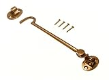 Cabin Hook And Eye 150Mm 6 Inch Solid Polished Brass With Screws