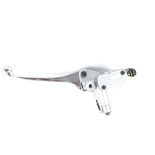 HYDRAULIC BRAKE MASTER CYLINDER LEFT SILVER/CHROME 22MM 7/8" FOR CHINESE SCOOTER WITH LEVER AND M8 MIRROR HOLDER GY6 4 STROKE SCOOTER ZNEN LANCE BMS TAOTAO BENZHOU JMSTAR JONWAY VIP JCL BAJA TNG