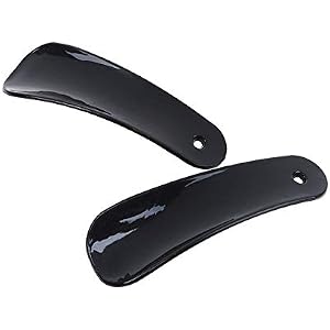 2Pcs 11cm black plastic shoehorn shoe horns spoon shoes accessories
