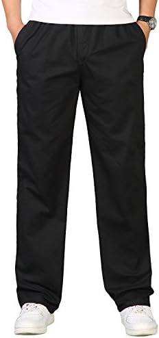 HEMIKS Men's StretchÂ Cargo Pants Casual Slim Fit Cotton Trousers Plus Size Multicolors(Black,6XL)