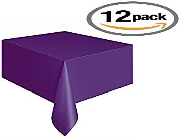 12-Pack Disposable Plastic Tablecloths - 54 x 108 Inch Size Table Cloth (Purple)