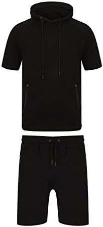 OutFit Designer New Mens Summer Tracksuit Muscles Fit Half Sleeve Sweatshirt Top and Shorts with Zipped Pockets