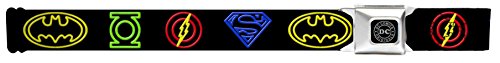 Justice League Electric Logos Black/multi Neon Seatbelt Belt
