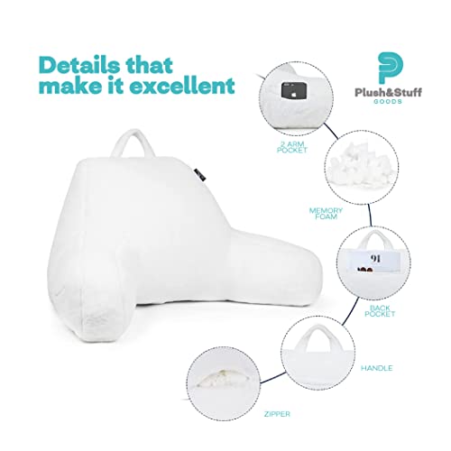 Plush&Stuff Reading Pillow for Sitting in Bed Inner Memory Foam