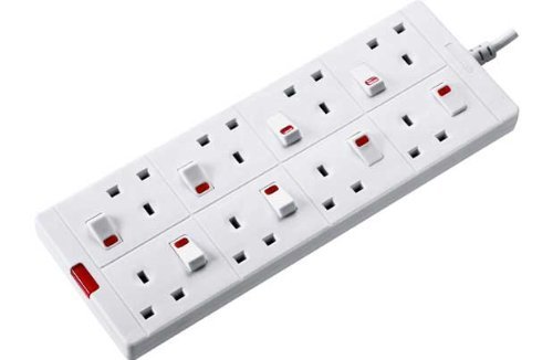 Masterplug 8 Socket Individual Switch Extension Lead - 1m.