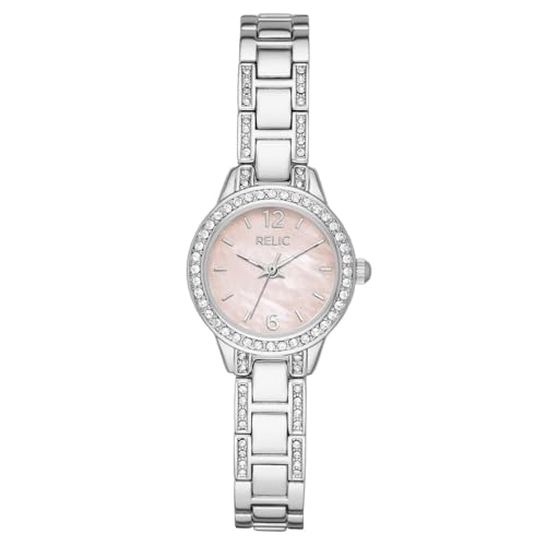 RELIC Reloj Analógico para Mujer de Cuarzo con Correa en Acero aleado ZR34571, Tono Plateado y Rosa, 23 mm, Tono Plata y Rosa
