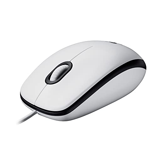 M100 Kabelgebundene USB-Maus, 3 Tasten, 1000 DPI Optical Tracking, Für Links- und Rechtshänder, Kompatibel mit PC, Mac, Laptop - Weiß