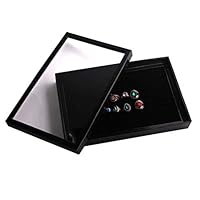 Poniu Jewelry Rings Display Tray Velvet 100 Ring Jewelry Box Black