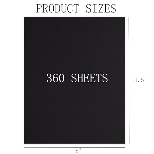 TOXOY 360 Sheets Tissue Paper, Gift Wrapping Paper Black Tissue Paper 11.5 x 8 Inch Craft Tissue Paper for Wedding Birthday DIY Project