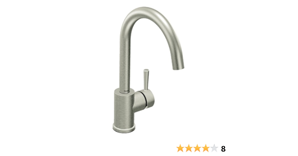 Moen 7100CSL Grifo de cocina de arco alto nivel de un solo mando, acero inoxidable clásico