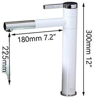 YOUXD Bathroom Waterfall Basin Tap Long Spout Solid Brass 1 Handle Water Tap Vessel Sink Mixer Faucet Countertop Faucet Chrome Brass (Color : White Basin Tap)