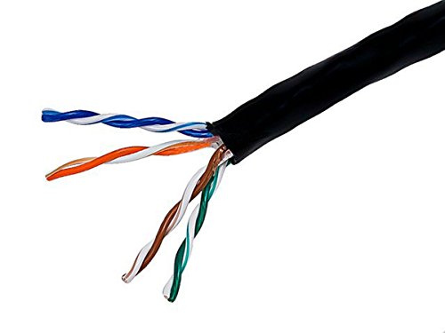 Monoprice 1000FT 24AWG Cat5e 350MHz UTP Solid, Riser Rated (CMR), Bulk Ethernet Bare Copper Cable - Black