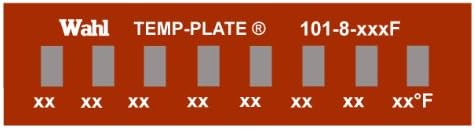 Wahl 101-8-350F Kapton Mini Eight-Position Temp-Plate, 350-370-390-410-435-450-465-500 Degrees F Positions, 1.5" Width x 0.38" Height (Box of 10 labels)