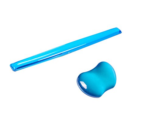 Silicone Gel Keyboard & Mouse Wrist Rest Pad Set Plus- ABRONDA Keyboard & Mouse Wrist Rest Support Heart-Shaped Translucence & Ergonomic & Comfortable & Durable & Pain Relief (Blue Set)