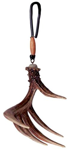 Cool & Custom {3.5" x 3 .5” Inch w/ 6.5" String Hang} Rear View Mirror Hanging Ornament Decoration Made of Flexible Poly Mold w/ Animal Wildlife Whitetail Deer Buck Antler Hunting Design [VW Brown] - Thumbnail 2